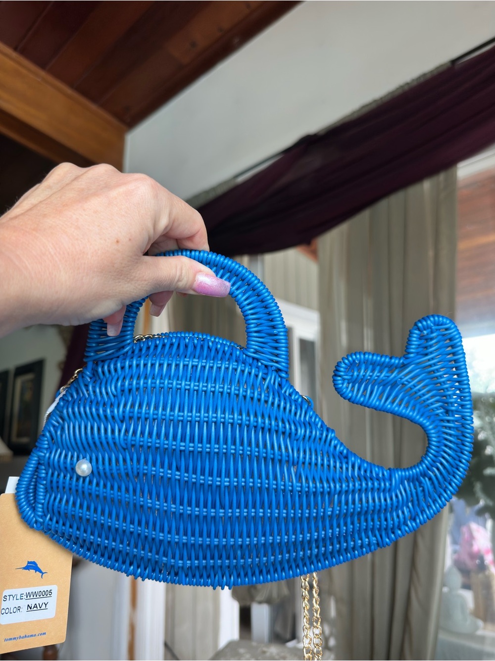 🐳 Blue Whale Navy Woven Crossbody Bag by Tommy Bahama NWT 🐳